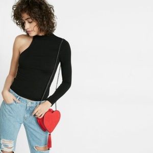 Express One Eleven mock neck one shoulder top